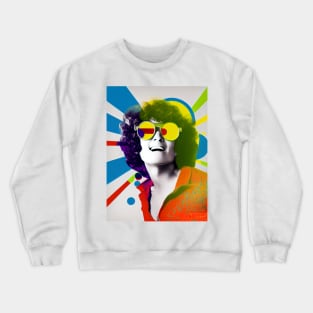 Vintage pop art style portrait of man in glasses Crewneck Sweatshirt